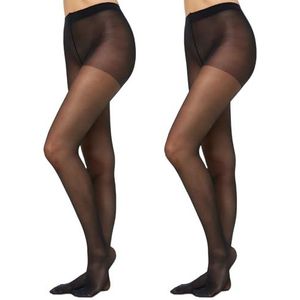 Nur Die Set van 2 stuks, fit in de vorm van 40 denier, sterke ondersteunende werking, semi-ondoorzichtige fijne panty, zijdeachtig matte look, ontlast de benen, comfortabele tailleband voor dames,