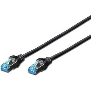 DIGITUS LAN kabel Cat 5e - 2m - CCA netwerkkabel met RJ45 - SF/UTP afgeschermd - Compatibel met Cat-6 & Cat-5 - Zwart