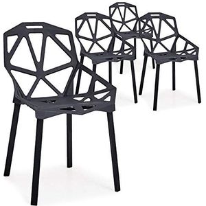 Menzzo Spider stoelen, polypropyleen, zwart, één maat