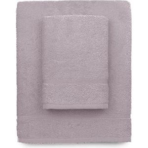 Zerobed | Handdoek + Gastenhanddoek van effen badstof | Sponsset | 100% katoen paars