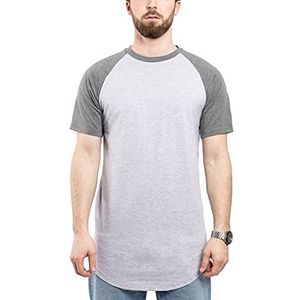 Blackskies Round Basic Baseball Longshirt | Lange oversize mode korte mouw heren t-shirt raglan mouw lange thee - ashgrau-zilver grijs groot L