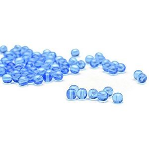 Beads Unlimited 6 mm geperst rond glas, 100 stuks, blauw