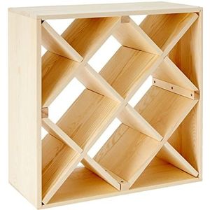 Houten wijnflessen rek/wijnrek vierkant voor 20 flessen 52 x 25 x 52 cm - Wijnfles houder