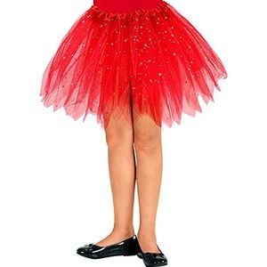 Widmann 10326 10326 tutu glitter, rood, lengte ongeveer 30 cm, petticoat, onderrok, danseres, meisjes, meerkleurig, eenheidsmaat