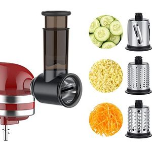 COFUN Groentesnijder accessoires voor KitchenAid keukenmachine, kaasschrasp, groenterasp met 3 messen van roestvrij staal, COFUN raspaccessoires groentesnijder (zwart)