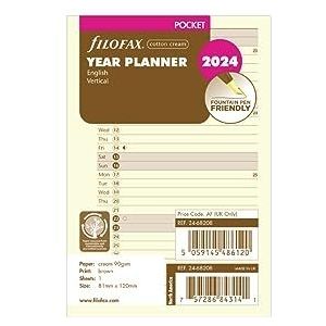 Filofax Pocket jaarplannerkatoen crème (Engels) 2024