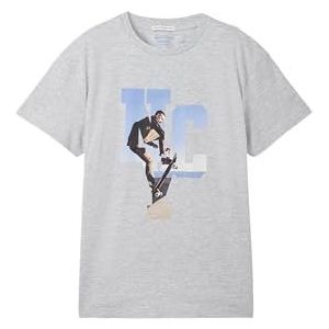 TOM TAILOR T-shirt voor jongens, 15398 - Light Stone Grey Melange, 140 cm