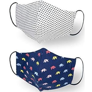 Kanguru Green Mask Kid Boy, mondmaskers 2-laags mondbescherming stof, mondkapjes 100% katoen, wasbaar, herbruikbaar, voor kinderen van 6 tot 12 jaar, 2 stuks, 20 x 12,5 cm