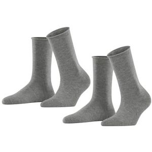 ESPRIT Dames Sokken Basic Pure 2-Pack W SO Katoen eenkleurig Multipack 2 Paar, Grijs (Light Grey Melange 3390), 39-42
