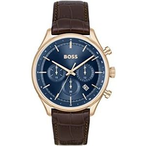 BOSS Chronograph Quartz horloge voor heren met bruine leren band - 1514050