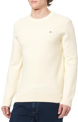 Gant - Gebreide Pullover - Ronde Hals - Heren - Escorial-wolmix met Katoen