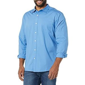 Amazon Essentials Regular-Fit Stretch Poplin overhemd met lange mouwen, lichtblauw, XS