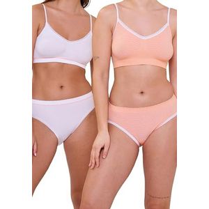 Billet Doux Set van 2 slips-Zen Attitude-Oranje, oranje/wit + wit, 40-42