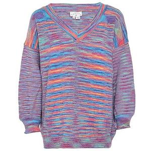 Tanuna Regenboog gestreepte ronde hals trui sweater voor dames, paars, meerkleurig, M