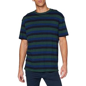 Urban Classics College Stripe Tee T-shirt voor heren, Bottlegreen/Midnightnavy, S