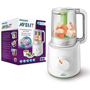 Philips Avent 2- in 1 Gezonde Babyvoedingmaker - Gezond stomen - Stomen en blenden in 1 kan - Inclusief voedingsadvies en recepten - Stomen, omdraaien en blenden - SCF870/20