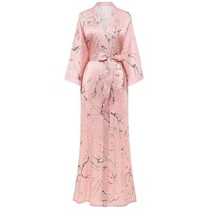 Unibelle Korte ochtendjas, katoen, dun, 3/4 mouwen, V-hals, kimono, negligé badjas, zomer, Blauw Groen, S Unibelle Korte ochtendjas, katoen, dun, 3/4 mouwen, V-hals, kimono, negligé badjas, zomer, Blauw Groen, S