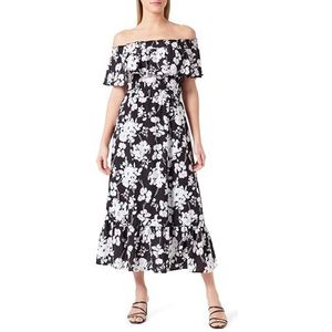 dedica Midi-jurk voor dames met allover-print, zwart, wit, M