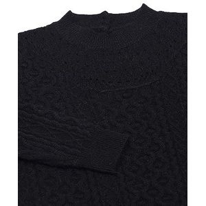 faina Dames kraag uitgehold twisted patroon design gebreide trui zwart maat XS/S, zwart, XS