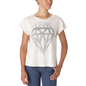 G-star T-shirt met korte mouwen, getailleerd, met logo voor dames, beige (beige/kaki), M