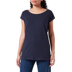 Build Your Brand Dames Dames Dames T-shirt met brede hals, navy, XS