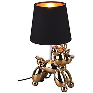 Reality Leuchten tafellamp Bello R50241079, keramiek goudkleurig, stoffen kap zwart, excl. 1x E14