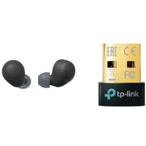 Sony WFC700NB.CE7 WF-C700N Draadloze Noise Cancelling oordopjes, Zwart, 3 maten & TP-Link UB500 Nano USB Bluetooth 5.0 Adapter Dongle
