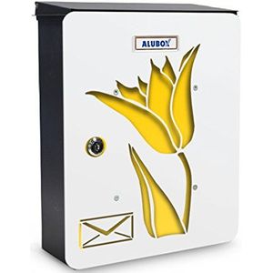Alubox 08MIAPLTULIPANOBI frontafdekking omschakelbaar voor MIA brievenbus met tulpenmotief, wit