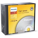 Philips CD-R blanco (700 MB data/80 minuten, 52x high speed opname, 10er slim case)