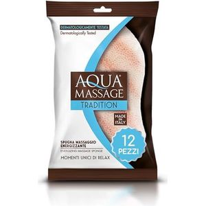 ARIX | 12 energetiserende massasponzen voor het lichaam van de lijn Aqua Massage Tradition, zachte peeling-spons, dermatologisch getest, verkwikkende spons voor brede poriën, 12 stuks