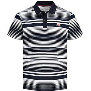 JACK & JONES Jcologan Stripe Jersey Polo Ss Poloshirt voor heren, navy blazer, M