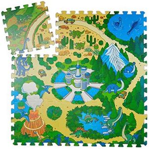 Relaxdays Speelmat Dinosaurus - Baby Puzzelmat - Vloerpuzzel - Kruipmat - Speelkleed - EVA