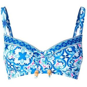 Joe Browns Gerecyclede inhoud voor dames Griekse tegel rand print cupped bikinitop, blauw veelkleurig, 18, Blauw Multi, 44 NL