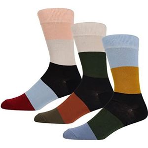 Ben Sherman Heren Trew sokken in veelkleurige strepen, viscose van bamboe superzachte smart dress sokken maat 7_11 - multipack van 3, Meerkleurig, One Size