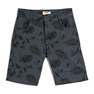 Koton Boys's Chino Floral bedrukte zakken katoenen shorts, Marine Design (7d2), 7-8 Jaar