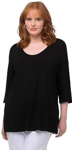 Ulla Popken T-shirt voor dames, zwart, 42-44