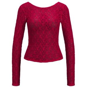 JXLEAH LACE STR LS DEEP Back TOP JRS, Racing rood, L