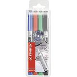 Permanent marker - STABILO Write-4-all - superfijn - 4 stuks - blauw, rood, groen, zwart
