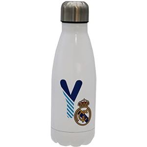 Real Madrid - roestvrijstalen waterfles, hermetische sluiting, met letter Y-ontwerp in blauw, 550 ml, witte kleur, officieel product (CyP Brands)
