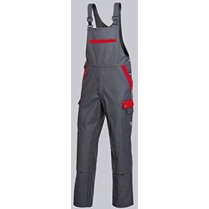 BP Profiel 1844-720-53 Tuinbroek - Stretch bretels - Verstelbare tailleband - zakken voor kniebeschermers - 65% Polyester, 35% Katoen - Lange pasvorm - Maat: 106 - Kleur: donkergrijs/rood
