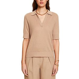 Esprit Collection Pointelle-trui met polokraag, zijdemix, taupe (light taupe), XL