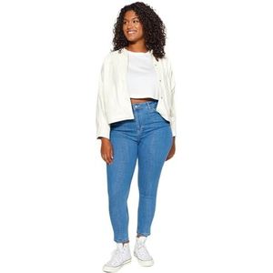 Trendyol Dames Gerade Hohe Taille Plus-Size-Jeans, Blauw, 44 grote maten
