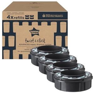 Tommee Tippee Twist and Click Advanced Luieremmer, originele navulcassettes, exclusief pakket van 4, voor eenvoudig bijvullen en geweldige waarde (verpakking kan variëren)