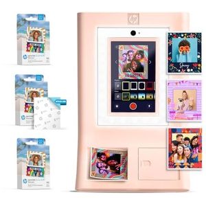 HP Sprocket Fotobooth Machine Instant Kleur Foto Printer Roze PAPIER Bundel + Zink 3,5 x 4,25” Zink Zelfklevend Foto Papier 300 Vellen, Pink, 300 Pack Paper