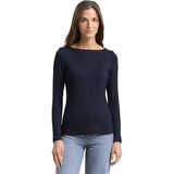 Tom Tailor - Slim Fit Shirt - Effen Kleur - Lange Mouwen - Boothals