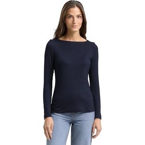 Tom Tailor - Slim Fit Shirt - Effen Kleur - Lange Mouwen - Boothals