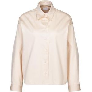 Seidensticker Hemdblouse voor dames, modieuze blouse, oversized fit, hemdblousekraag, lange mouwen, katoenmix, stretch, beige, 36