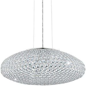 EGLO Clemente Hanglamp, 3 lichtpunten, elegant, hanglamp van staal en kristal in chroomkleur, helder, eettafellamp, woonkamerlamp hangend, met E27-fit