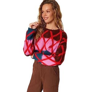 Trendyol FeMan oversized basic gebreide trui met ronde hals, bruin, S, Bruin, S