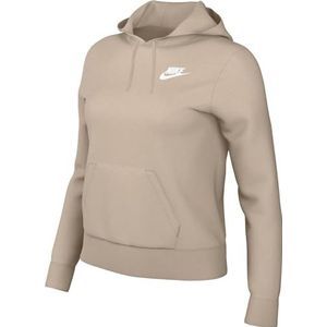 Nike Dames Hooded Long Sleeve Top W NSW Club FLC Std Po HDY, Sanddrift/White, DQ5793-126, 2XL-S